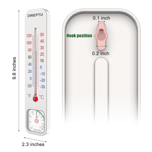 DWEPTU Outdoor/Indoor Thermometer Hygrometer Humidity Monitor Temperature Humidity Gauge Meter with Celsius/Fahrenheit (℃/℉) for Patio Field Cellar Garden Greenhouse Closet by DWEPTU - Image 2