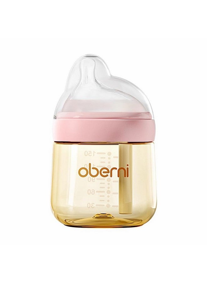 Oberni PPSU Baby Bottles, Anti Colic Breastfeeding Bottles with Natural Response Nipples, Wide Neck Baby Bottle for Babies, Newborn 0-6 Months, BPA Free-Off-Centered Nipple-Size S(5 Ounce, Pink, PPSU) - Image 1