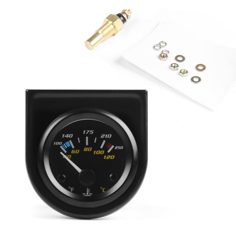 Dyno Racing 2 52mm Pointer Car Water Temperature Gauge 40120 Celsius 100250 Fahrenheit Water Temperature Temp Gauge White Light with 18NPT Sensor Car Meter - Image 3