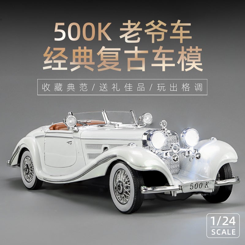 Jinlifang Alloy Model Children'S Toy 1:24 Mercedes-Benz 500K Classic Car Sound And Light Pull Back 4 Door Foam Box - Image 2