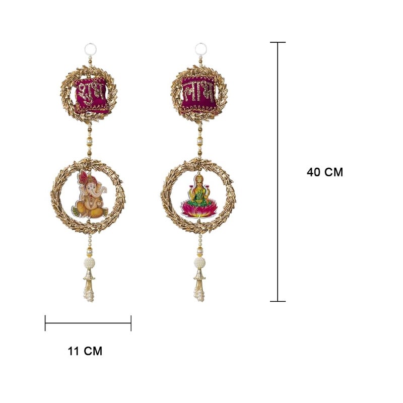 Kaameri Bazaar Lakshmi Ganesh Shubh Labh Bangle Set Door Hanging for Diwali Pooja or Temple Room Decoration - Image 3