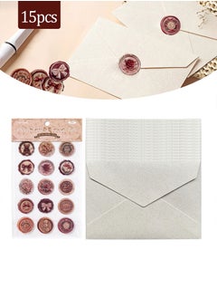 Beirui 15 pcs Burlap Envelopes and 15 pcs Flap Stickers,Vintage Simple Envelopes,Kraft Specialty Paper,11.4cm x 16.5cm Envelopes for Invitation Postcard Envelopes,Wedding Birthday Party Greeting Card Envelopes  - Image 1