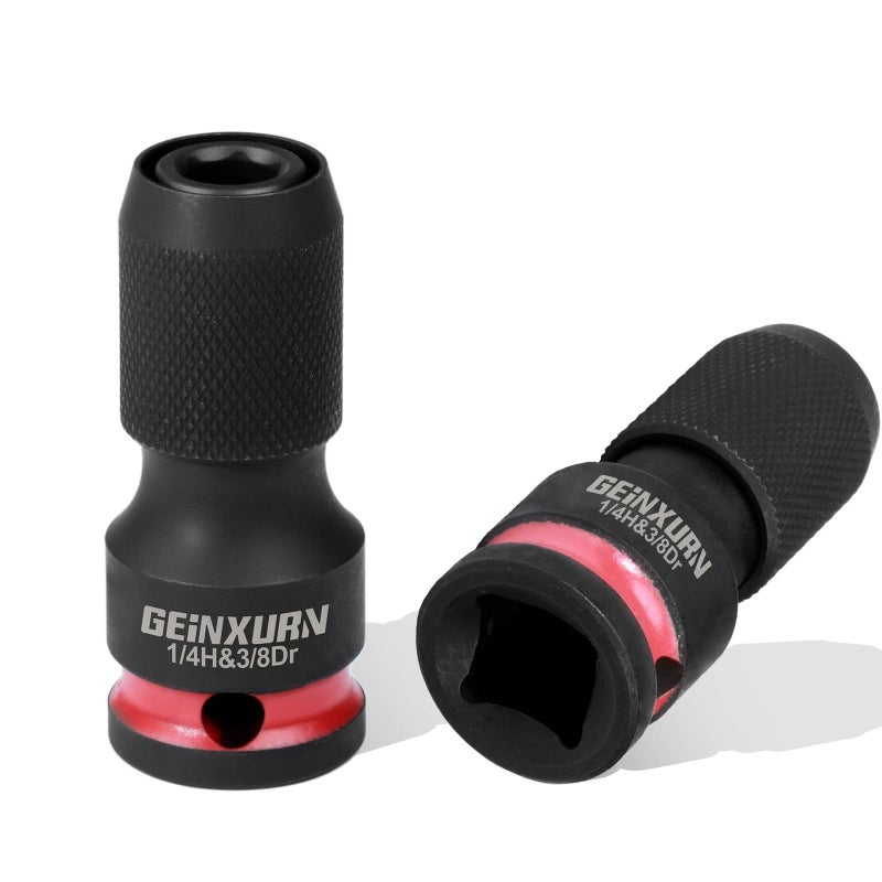 Geinxurn 2PCS Impact Screwdriver Bit Holders, 3/8-Inch Square Drive to 1/4-Inch Quick Release Hex Socket Adapter for Impact Wrench - Image 1
