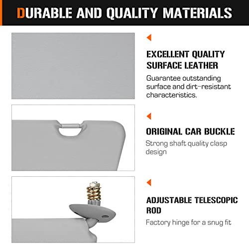 AEagle Sun Visor for 2009-2014 Ford E150 E250 E350 Super Duty, Left Driver Side Gray Sunvisor Replacement 9C2Z-1504105-FA - Image 3