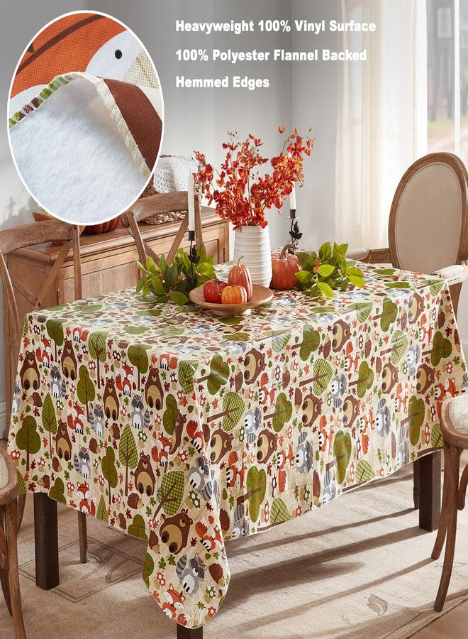 Newbridge Christmas Woodsy Animal Friends Vinyl Flannel Backed Tablecloth, Whimsical Forest Creatures Winter Christmas Print, Easy Care Wipe Clean, 52 x 70 Inch Rectangle - Image 4