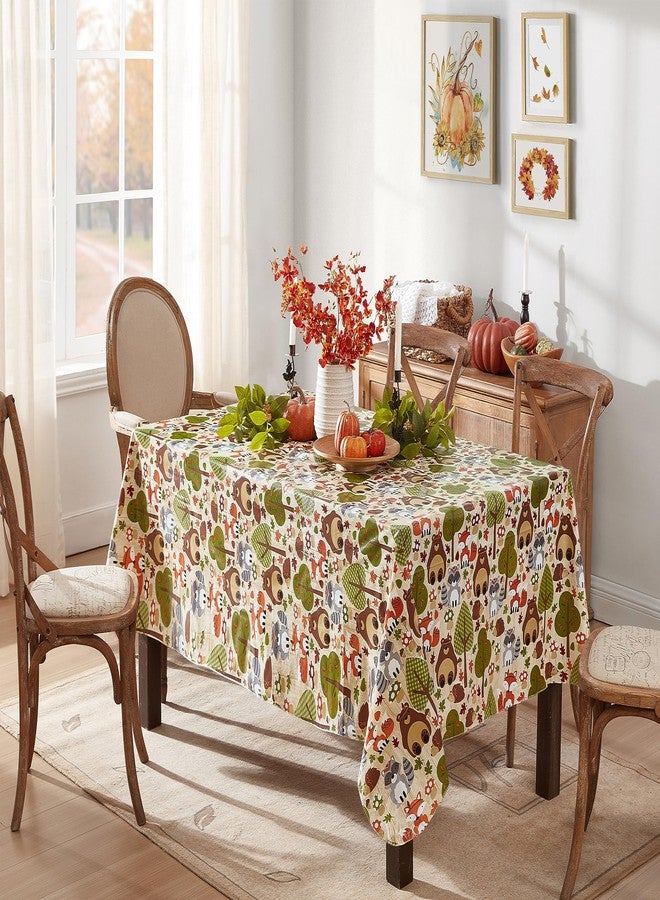 Newbridge Christmas Woodsy Animal Friends Vinyl Flannel Backed Tablecloth, Whimsical Forest Creatures Winter Christmas Print, Easy Care Wipe Clean, 52 x 70 Inch Rectangle - Image 5