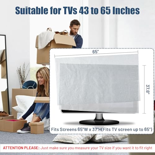 2win2buy TV Wrap Cover for Moving & Shipping, 2 Pcs Foam Flat Screen TV Cover and Bubble Cushioning Wrap Reusable Flat Screen TV Protection Fits Up to 65''W x 37''H During House Moving,Home Renovation, Storing - Image 3