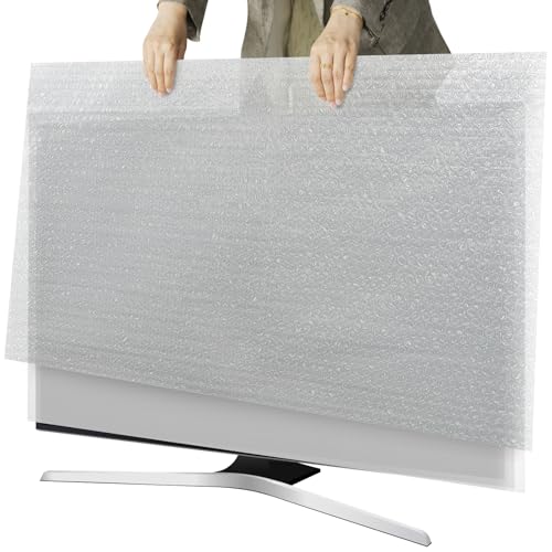 2win2buy TV Wrap Cover for Moving & Shipping, 2 Pcs Foam Flat Screen TV Cover and Bubble Cushioning Wrap Reusable Flat Screen TV Protection Fits Up to 65''W x 37''H During House Moving,Home Renovation, Storing - Image 1