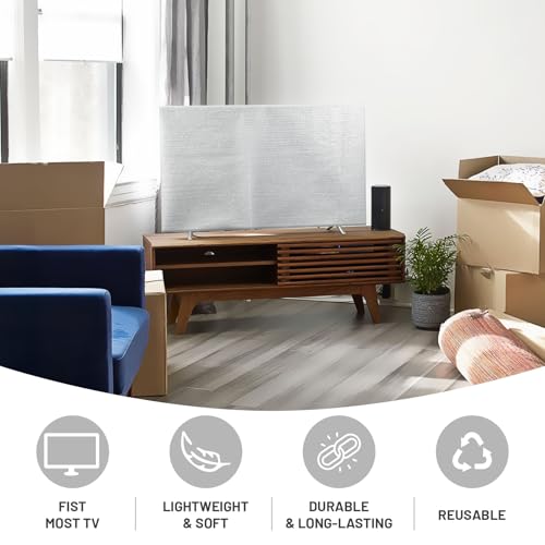 2win2buy TV Wrap Cover for Moving & Shipping, 2 Pcs Foam Flat Screen TV Cover and Bubble Cushioning Wrap Reusable Flat Screen TV Protection Fits Up to 65''W x 37''H During House Moving,Home Renovation, Storing - Image 5