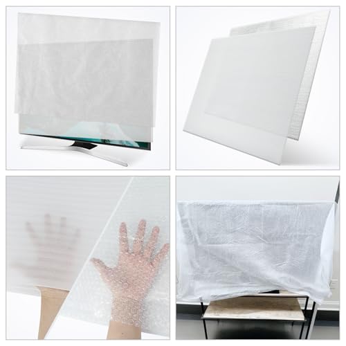 2win2buy TV Wrap Cover for Moving & Shipping, 2 Pcs Foam Flat Screen TV Cover and Bubble Cushioning Wrap Reusable Flat Screen TV Protection Fits Up to 65''W x 37''H During House Moving,Home Renovation, Storing - Image 4