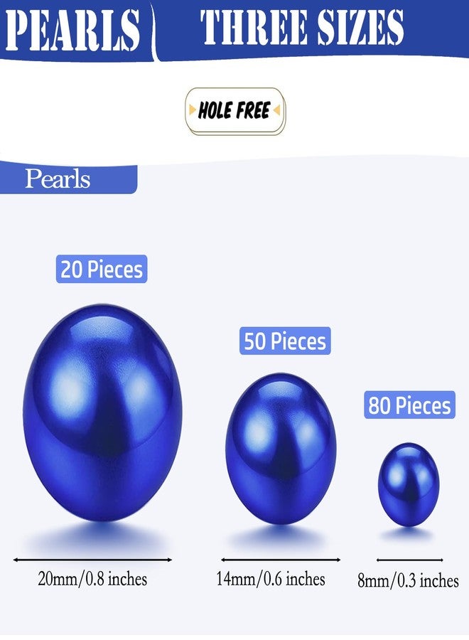 UDU 200 Pcs No Hole Mixed Sizes Pearls for Centerpieces Home Party Wedding Decor, 8/14/20 mm (Blue 150PCS) - Image 3