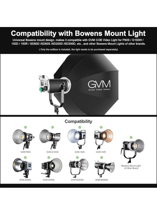 GVM 35-Inch Lighting Softbox with Bowens Mount and Honeycomb Grid, Foldable Speedlight Umbrella with Carrying Bag for Studio Photography