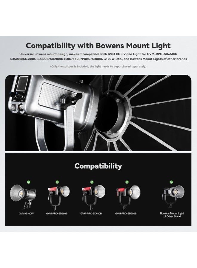 GVM 35" Parabolic Softbox Light Dome – Bi-Color LED Compatible, Diffused Studio Lighting for Photography, Video, YouTube & Professional Filmmaking - Image 4