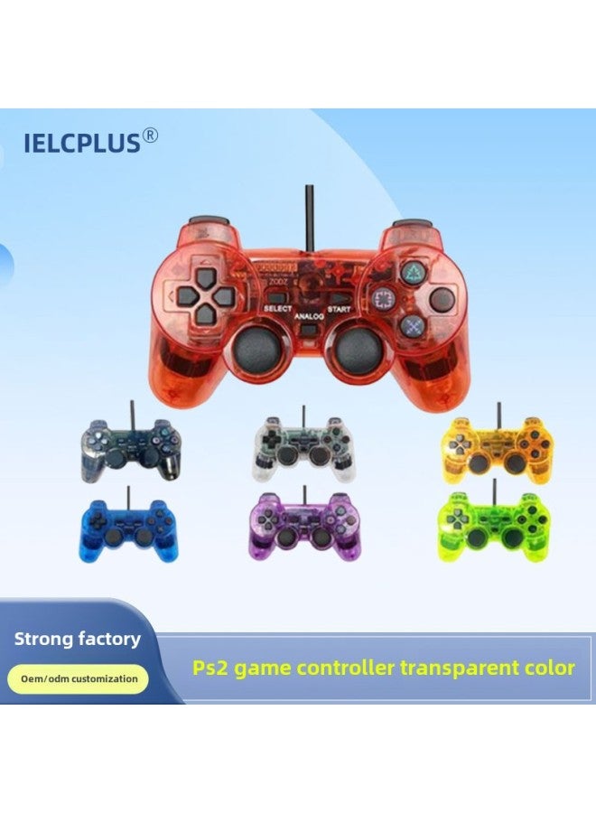 Source PS2 Handle Ps2 Wired Gamepad Dual Vibration Transparent Color P2 Snowflake Handle-Product Color:Transparent Blue (bare Metal) - Image 2