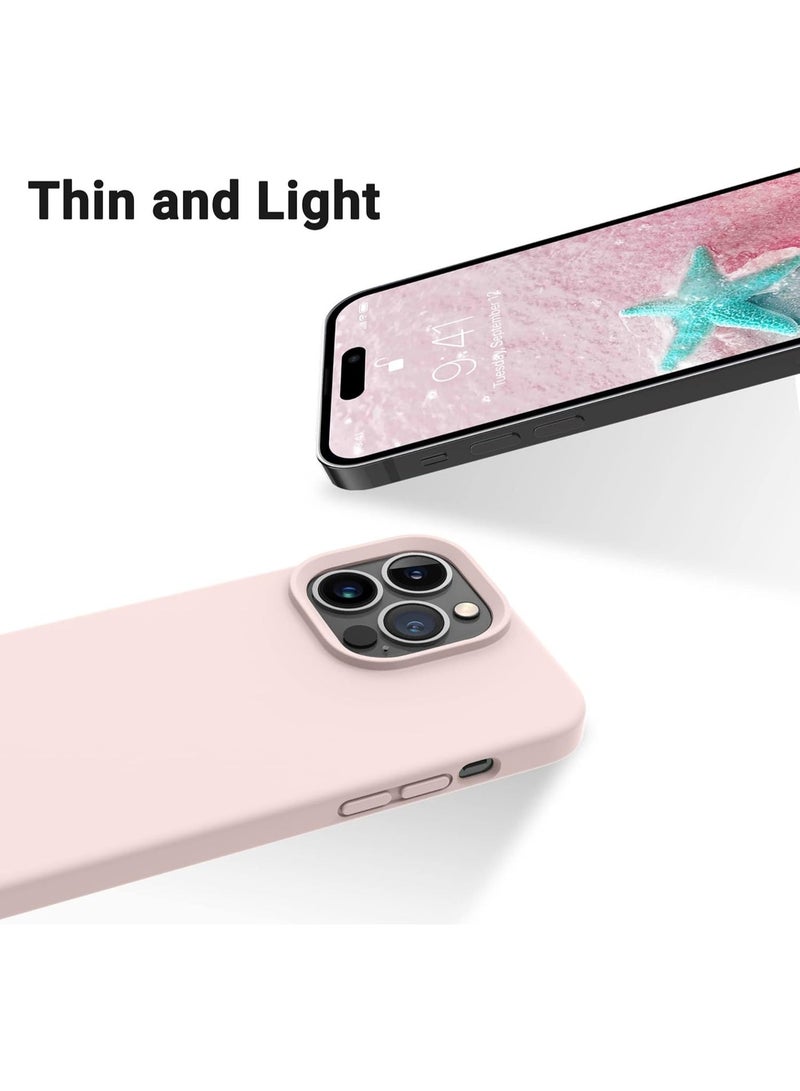 Designed for iPhone 15 Pro Case, Silicone Ultra Slim Shockproof Phone Case with Soft Anti-Scratch Microfiber Lining, [Enhanced Camera Protection] Phone Case (Chalk Pink) - Image 4