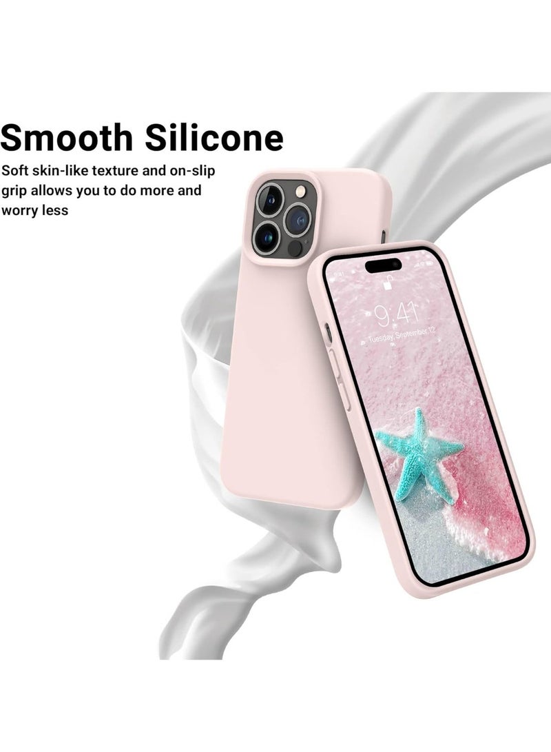 Designed for iPhone 15 Pro Case, Silicone Ultra Slim Shockproof Phone Case with Soft Anti-Scratch Microfiber Lining, [Enhanced Camera Protection] Phone Case (Chalk Pink) - Image 5