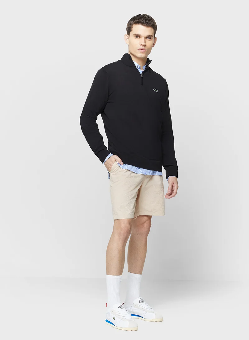 LACOSTE Regular Fit High Zipped Neck Sweater