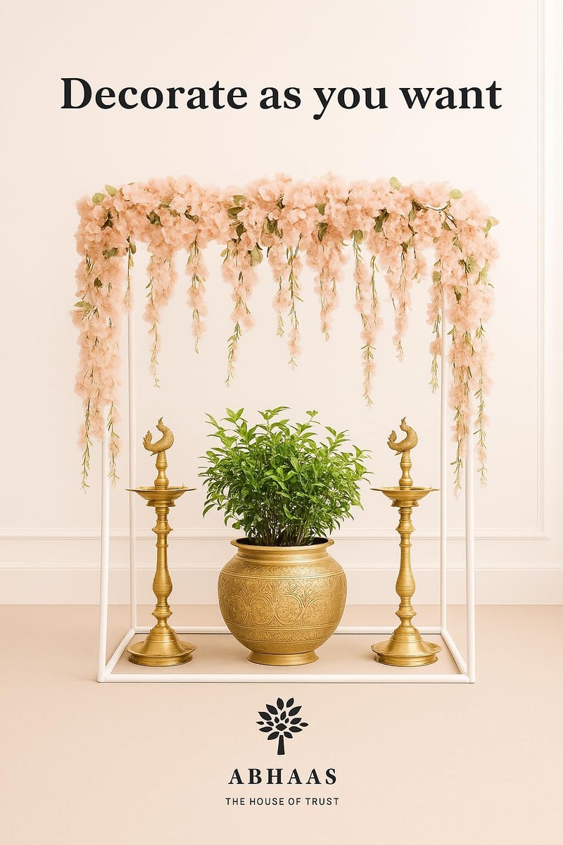 Abhaas Pooja Decoration DIY Mandap Tent Pandal with 5Pcs Marigold Garlands for Ganesh Chaturthi Home Decor Cubical Mandap | Ganesh Chaturthi/Durga Pooja (25Pcs) (Yellow, 16Inch Cube) - Image 4