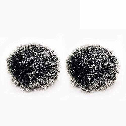 BornFeel Lavalier Wind Muff 2 Pack Lapel Microphone Wind Muff 0.2/0.4 Inch Furry Lav Windscreen Windproof Wind Screen (0.4inch, Black/White) - Image 1