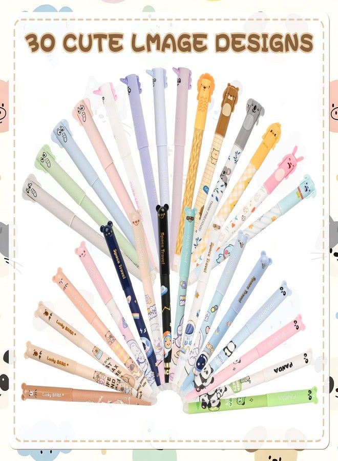 LiYiQ 30 PCS Erasable Pens Fun Cute Pens for kids Kawaii Pen Stress Relief Rotating Pen for School, Office, Home Supplies,14 Black and 16 Blue - Image 3