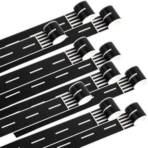 Haconba 10 Rolls 164 Feet Road Tape Black Road Tapes for Kids Toy Car Track Racing Party Decoration Style Set 2 - Image 1