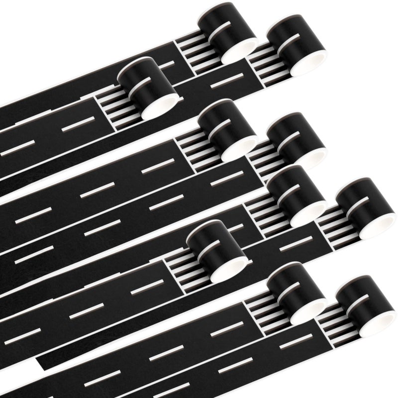 Haconba 10 Rolls 164 Feet Road Tape Black Road Tapes for Kids Toy Car Track Racing Party Decoration Style Set 2 - Image 3