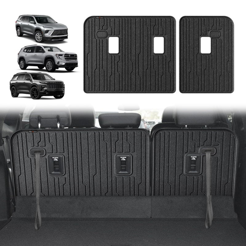 TripleAliners Backrest Mats All Weather Liners Compatible with 2024 GMC AcadiaChevy Traverse  2025 Buick Enclave TPE Third Row Seats Back Cover