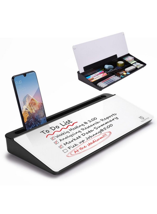 TSJ OFFICE Small Glass Desktop Whiteboard Dry-Erase-Board - Computer Keyboard Stand White Board Surface Pad With Drawer, Desk Organizers With Accessories For Office, Home, School Supplies - Image 1