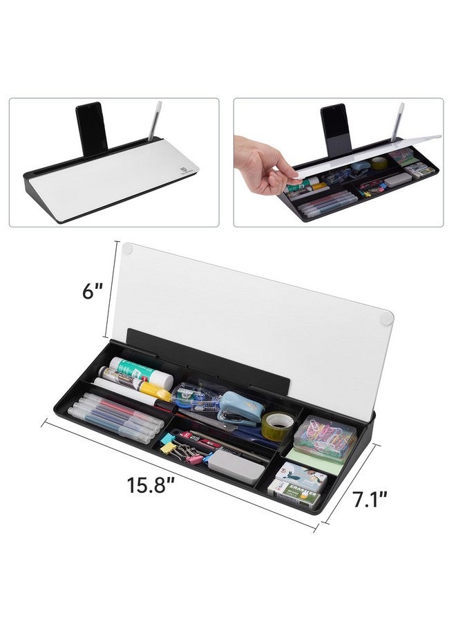 TSJ OFFICE Small Glass Desktop Whiteboard Dry-Erase-Board - Computer Keyboard Stand White Board Surface Pad With Drawer, Desk Organizers With Accessories For Office, Home, School Supplies - Image 4
