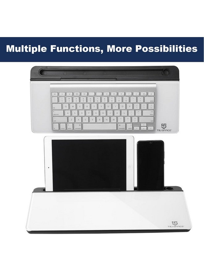 TSJ OFFICE Small Glass Desktop Whiteboard Dry-Erase-Board - Computer Keyboard Stand White Board Surface Pad With Drawer, Desk Organizers With Accessories For Office, Home, School Supplies - Image 5