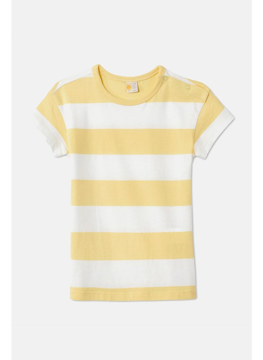 Tchibo Kids Boy 3 Pieces Round Neck Stripe T-shirt, Mint and Blue and Yellow  - Image 4