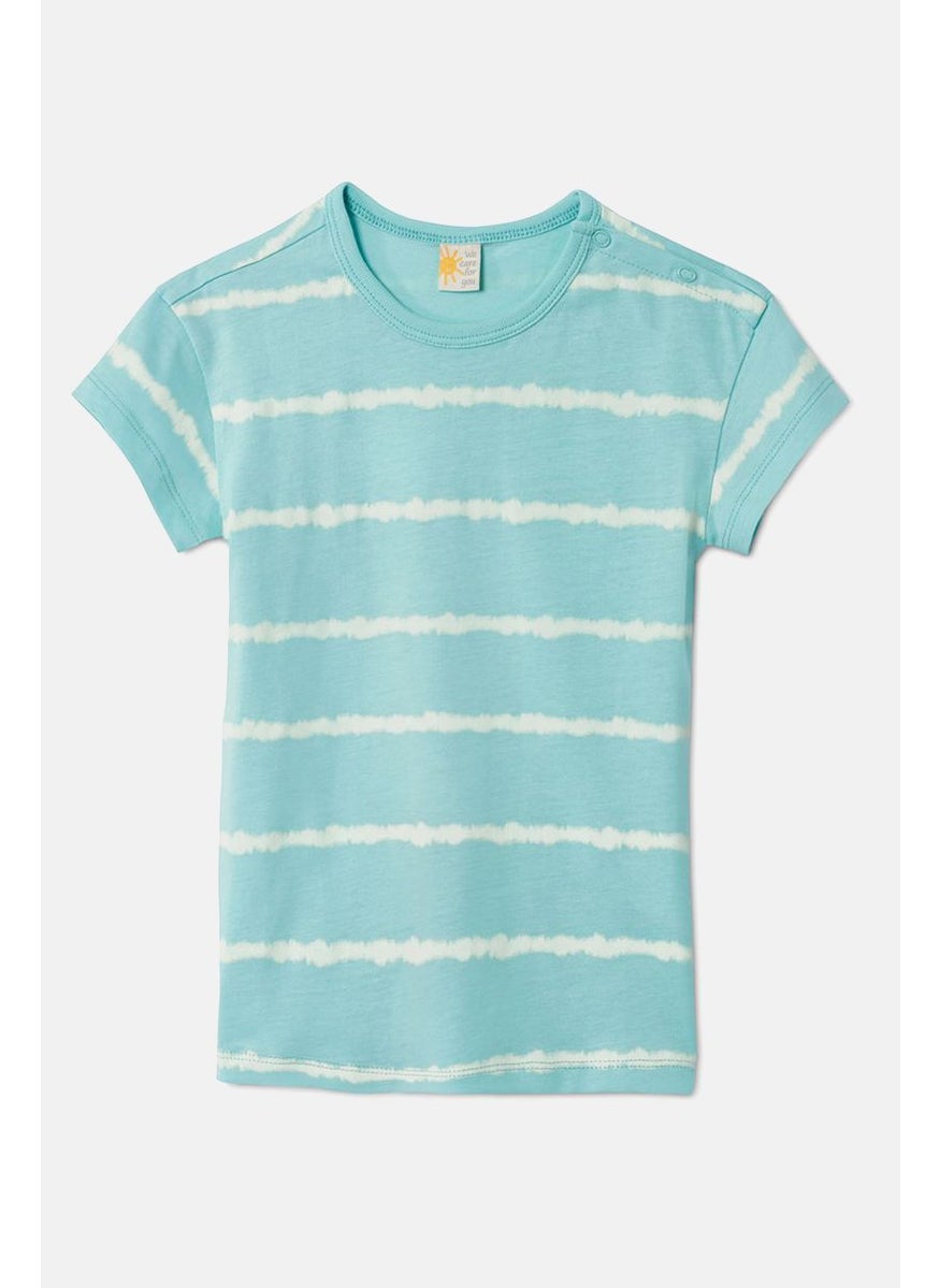 Tchibo Kids Boy 3 Pieces Round Neck Stripe T-shirt, Mint and Blue and Yellow  - Image 2