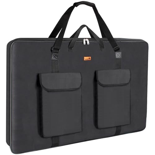TreochtFUN Art Portfolio Case 24 x 36, Artist portfolio bag 2K water resistant Canvas Carrying Case with Tote, Portfolio Folder for Artwork Storage for Poster Board Drawing supplies.Soft (Black) - Image 1
