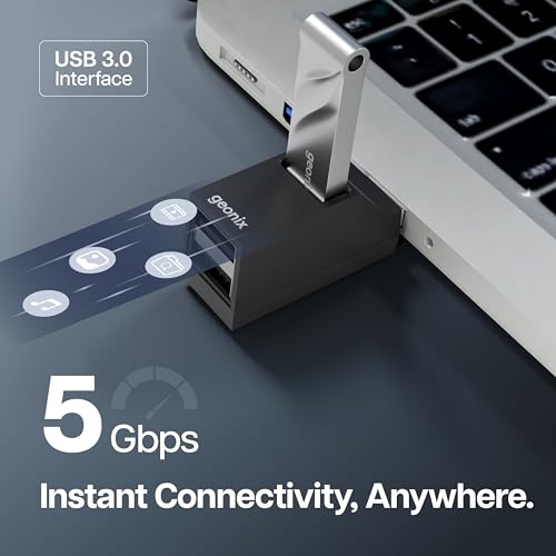 Geonix Befit UH3, USB Adapter HUB, 3 Ports, Multiport Adapter with USB 3.0 & 2-Port USB 2.0, Upto 5 Gbps High Data Transfer Speed for PC, Laptop & Mac, Plug and Play (Black) - Image 2