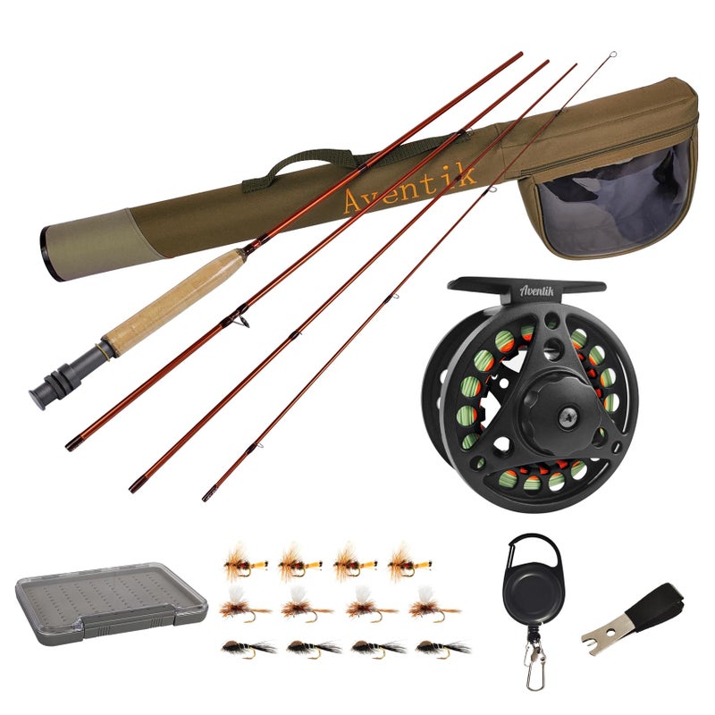 EUPHENG Aventik Extreme Fly Fishing Combo Kit 0/1/2/3/4/5/6 Weight Starter Fly Fishing Rod and Reel Kit Outfit with One Travel Case(9'0'' LW5/6 Fly Rod Kit) - Image 1