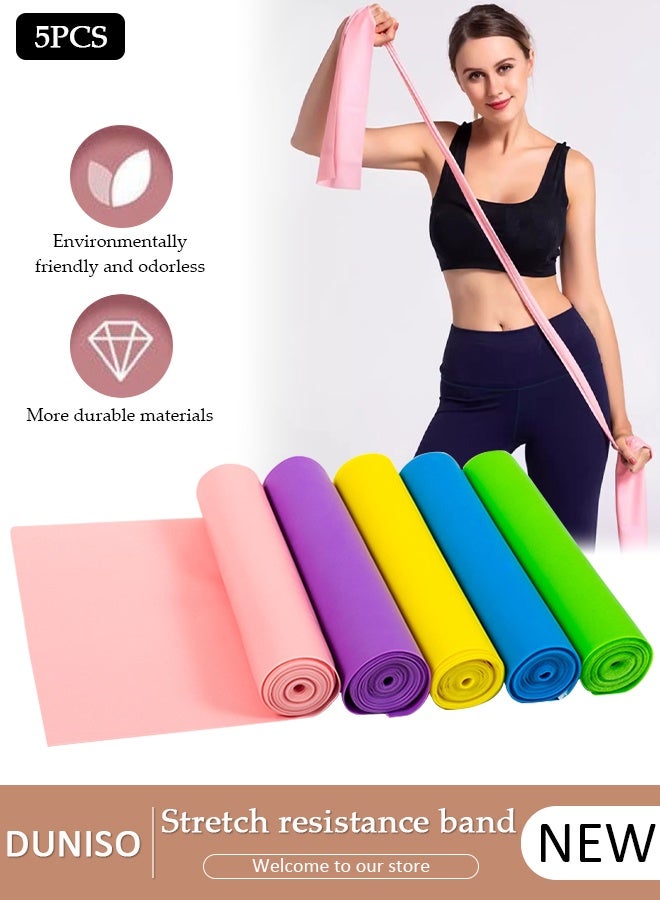 DUNISO مجموعة أربطة مقاومة مكونة من 5 قطع، أربطة تمرين مرنة، مجموعة العلاج الطبيعي، فرقة التوتر، فرقة التعافي، أربطة تدريب القوة لليوجا، البيلاتيس، إعادة تأهيل اللياقة البدنية، تدريب القوة - Image 1