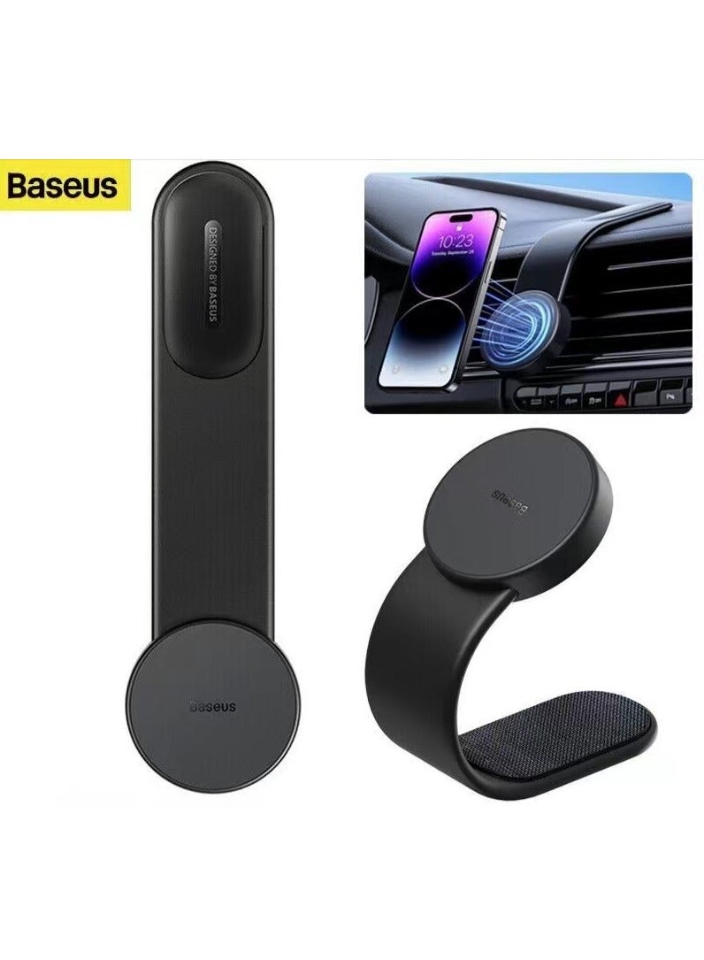 بيسوس C02 Pro حامل هاتف لاسلكي مغناطيسي بقدرة 15 وات، حامل هاتف Magsafe للسيارة، شاحن لاسلكي، ذاكرة قابلة للانحناء، سبائك التيتانيوم لجميع لوحات القيادة، الزجاج الأمامي أسود - Image 1