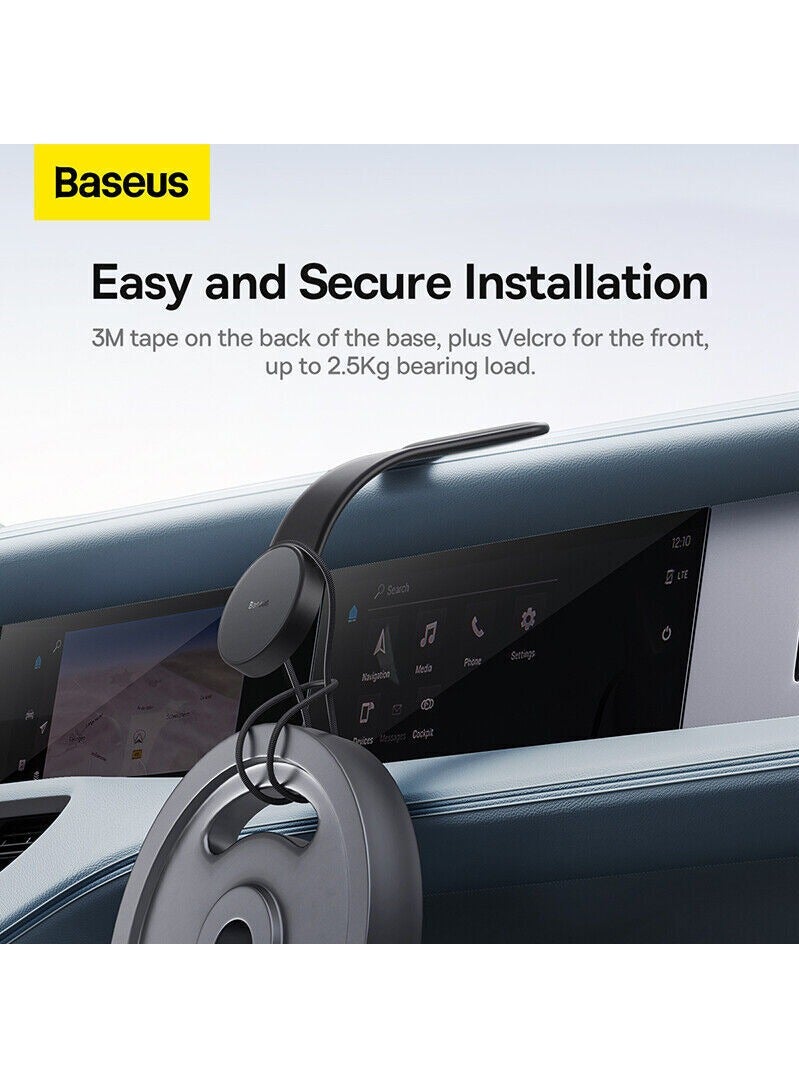 بيسوس C02 Pro حامل هاتف لاسلكي مغناطيسي بقدرة 15 وات، حامل هاتف Magsafe للسيارة، شاحن لاسلكي، ذاكرة قابلة للانحناء، سبائك التيتانيوم لجميع لوحات القيادة، الزجاج الأمامي أسود - Image 4