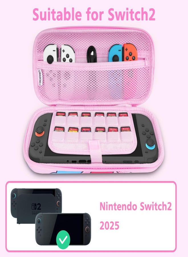 TIKOdirect Carrying Case for Switch 2(2025), Cute Portable Travel Bag in Newest Updated Design of Pink Interior with an Adjustable Shoulder Strap, Pink - Image 3
