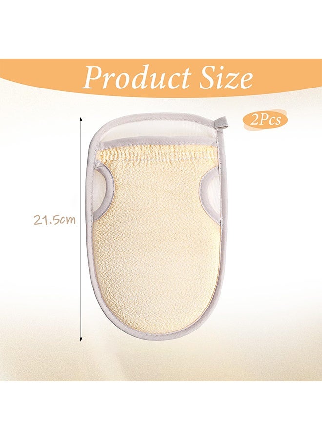 2 Pcs Beige Body Exfoliating Glove, Self-Tan Removal Body Scrubber Mitt, Ideal for Daily Bath, Shower, Spa & Deep Skin Exfoliation - Image 2
