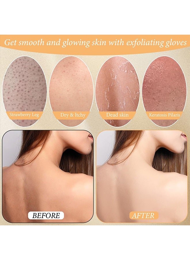 2 Pcs Beige Body Exfoliating Glove, Self-Tan Removal Body Scrubber Mitt, Ideal for Daily Bath, Shower, Spa & Deep Skin Exfoliation - Image 5