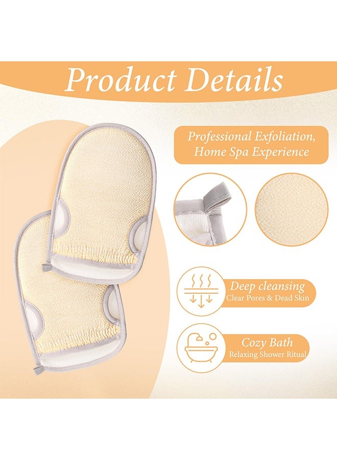 2 Pcs Beige Body Exfoliating Glove, Self-Tan Removal Body Scrubber Mitt, Ideal for Daily Bath, Shower, Spa & Deep Skin Exfoliation - Image 3