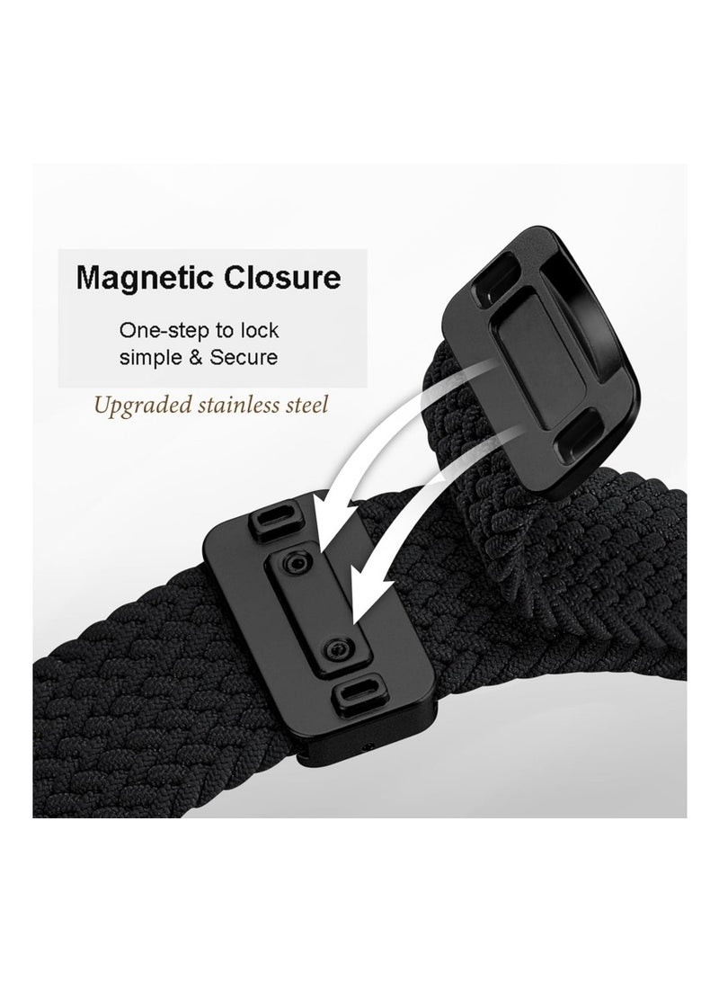 حزمة 2 قطعة من سوار مغناطيسي مضفر متوافق مع ساعة آبل، لقياس 38 مم 40 مم 41 مم 42 مم، حزام رياضي ناعم قابل للتعديل لسلسلة iWatch 11 10 9 8 7 6 5 4 3 SE Ultra، أسود/رمادي - Image 3