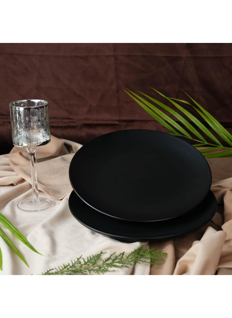 Caffeine Caffeine Ceramic Handmade Stoneware Royal Black Quarter Plate 7”(Set of 2 Dishwasher & Microwave Safe)  - Image 2