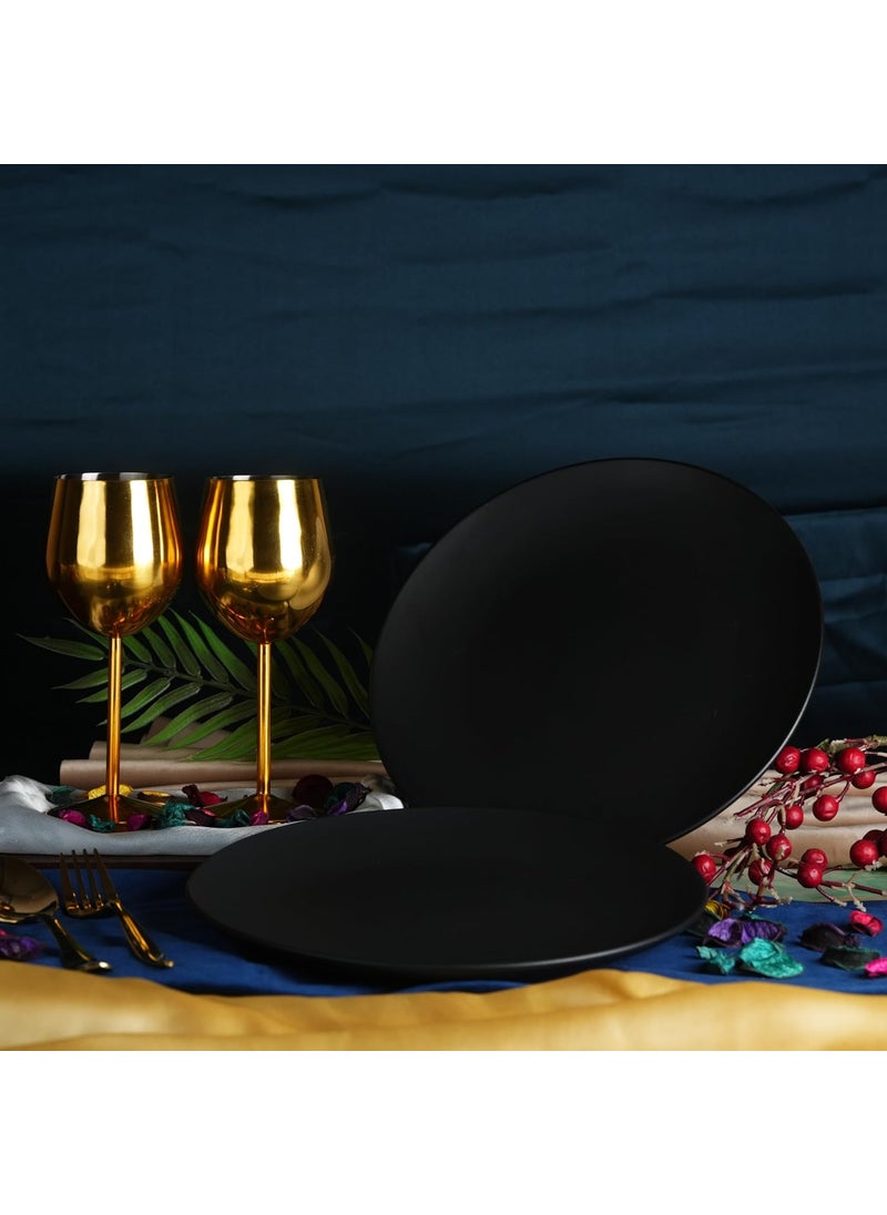 Caffeine Caffeine Ceramic Handmade Stoneware Royal Black Quarter Plate 7”(Set of 2 Dishwasher & Microwave Safe)  - Image 1