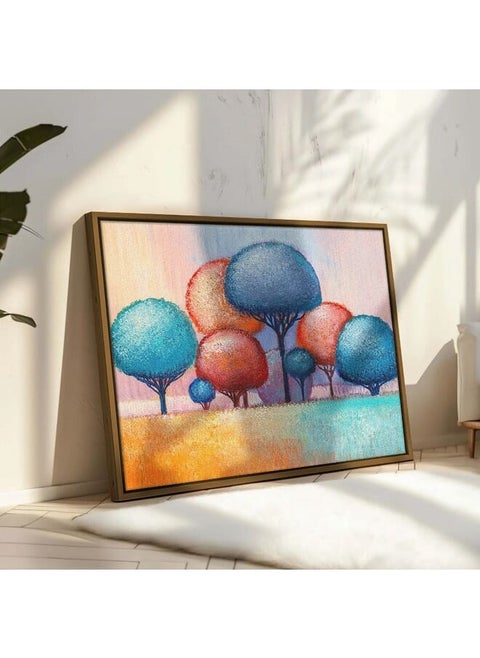 Abstract Framed Portrait Of Colorful Trees