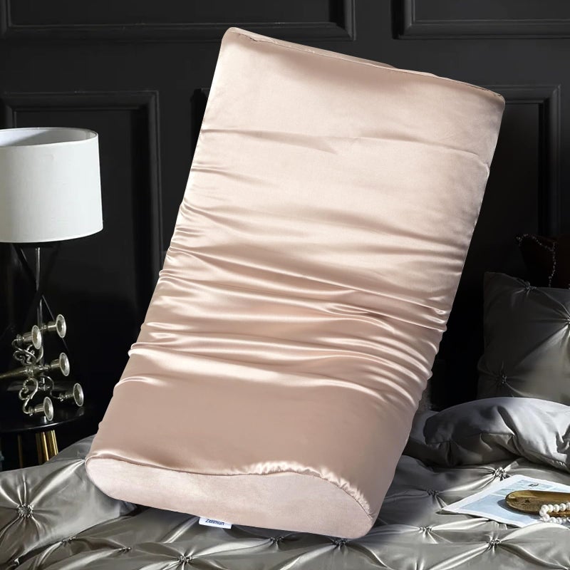 Satin Pillowcase for Contour Memory Foam Pillows 24 x 14 x 5135 Cervical Pillow Case Soft Pillow Cover for Sleeping Pillows Champagne
