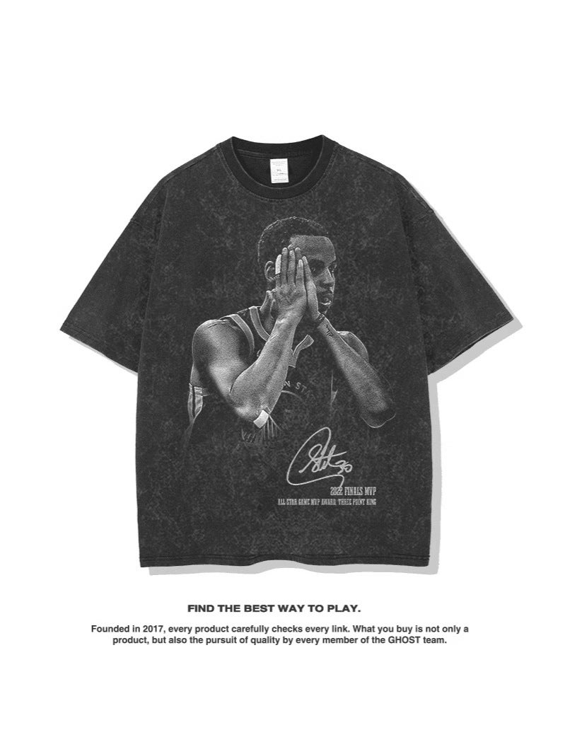 Curry Curry Good Night-Heavy Cotton Tide Brand Men'S And Women'S T-Shirt American New Direct Injection Short Sleeve - Image 4
