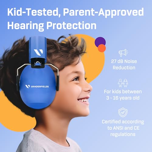 VANDERFIELDS Noise Cancelling Headphones for Kids, Age 3-16, Certified 27dB Noise Reduction, Sound Cancelling Safety Ear Muffs, Adjustable Size, Kids Ear Protection Events, Concerts, Fireworks, Autism - Image 2