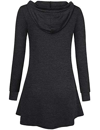 Miusey Zip Up Hoodie, Womens Long Hoodied Jacket Open Front Cardigan Fall Clothes Lightweight Knit Long Sleeve Shirts Pullover Sweatshirts Dark Gray L - Image 3